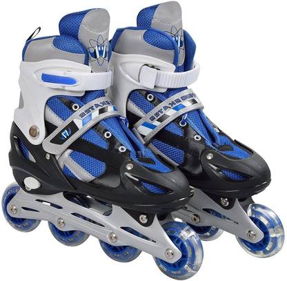 Orayan Skating Shoes Premium Quality & Adjustable Different Size With Light In Wheels Skates Multicolor In-line Skates - Size 6-9 UK
