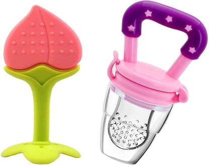 FIRST TREND Star Nibbler Fruit Shape Silicone Teether Soother with Baby Fruit Nibbler Teether