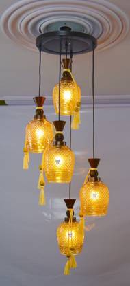 Prop It Up Pendant Light GOLDEN GLASS With Metal STYLIST FITTING BLACK/BRAWN Adjustable 5-Lights Hanging Lighting Pendant Lamp Fixture for Kitchen Island, Barn, Dining Room, Cafe, Farmhouse NOORIE GL N/7 HL/5 Pendants Ceiling Lamp