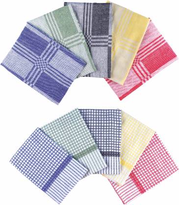 SAMI STUDIOS Absorbent Cotton Cleaning Cloth | Kitchen Towel | Dining Towel | Napkin |Kitchen Waste Cloth | Multicolor | Pack Of 10 | Luxury Checked & Elegent Waffle Design | Machine Washable & Easy Care | 40 x 60 cms Large Sized | All Purpose Cleaning Towel for everyday use Wet and Dry Cotton Cleaning Cloth