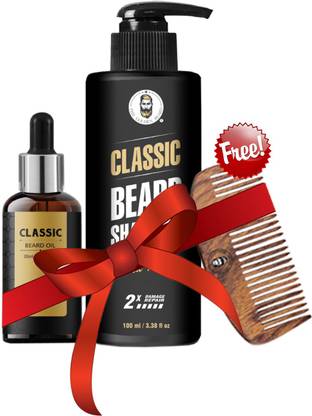 THE GOLDEN BEARD Classic Beard Oil + Classic Beard Shampoo + Beard Comb