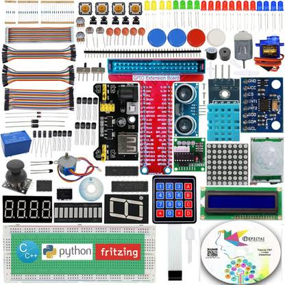 EPICTAC New Ultimate Starter Learning Kit for Raspberry Pi 4/3/2 Model B/B+ with C & Python Codes, 26 Projects Tutorial PDF Educational Electronic Hobby Kit