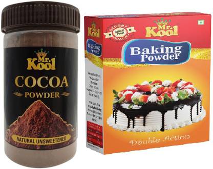 Mr.Kool Cocoa Powder, Baking Powder 200g Pack of 2 for Cake Baking (100g Each) Combo