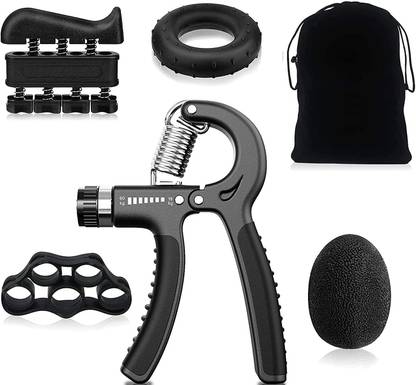 Tormeti Hand Grip Strengthener Forearm Trainer Kit 5Pack,Adjustable Hand Gripper(11-132lbs)&Resisitance Finger Exerciser&Grip Ring&Finger Stretcher&Hand Therapy Ball for Athletes Fitness Accessory Kit Kit
