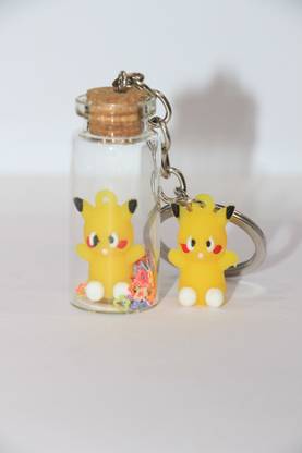 GhatiyaBazaar Pikachu Twins Glass Bottle Keychain Key Chain