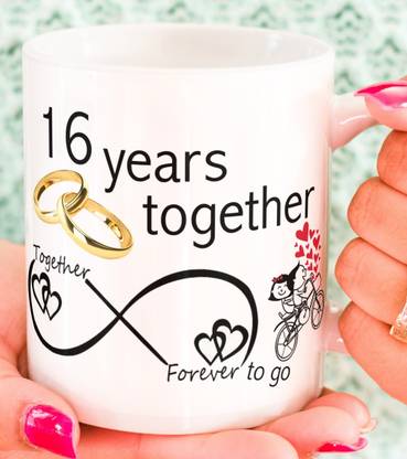 Rosemelt Happy 16th Marriage Anniversary 16 year love "Sixteen Wedding Anniversary Gift For Him And Her" "16th Year Relationship mug" "16Year Love Celebration" "Best Anniversary Gift" "16th Anniversary For Husband Wife Ceramic Coffee Mug