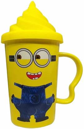 Rahi Fashion Minion cup with yellow lid for kids. Ceramic Coffee Mug