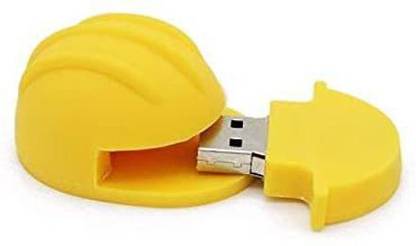 microware New 16GB Construction Cap Shape Pendrive (Yellow) 16 GB Pen Drive Compatible with Laptop, Audio Player, Desktop Computer, Television USB 2.0 Plastic Case