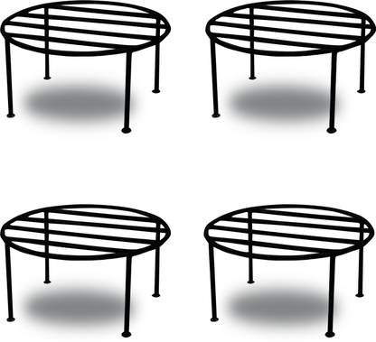 Iron Lands Heavy Duty Round Indoor Outdoor Flower Pot Plant Stand for Home Garden Balcony Living Room Decor (Set of 4) Plant Container Set