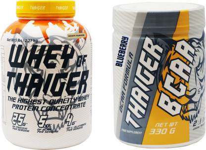 THAIGER Whey Protein 5 LBS Bounty Flavour+BCAA 330 grams (Blueberry Flavor) Whey Protein