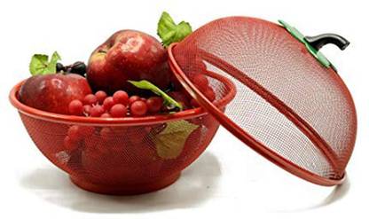 Deoxys Apple Shape Net Fruits & Vegetables Basket for Kitchen, Fruit Basket (RED) Stainless Steel Fruit & Vegetable Basket