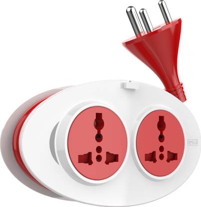 GM 3207 G-On Mini 3 Pin Extension Cord 1.5 Mtr. with Indicator, Safety Shutter & 2 International Sockets 2  Socket Extension Boards