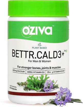 OZiva Bettr.CalD3+ with Plant-Based Calcium, for Stronger Bones, Joints & Muscles