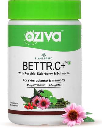 OZiva Bettr.C+ (Plant-Based Vitamin C with Zinc, Rosehip, Amla) for Advanced Immunity