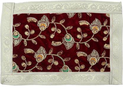 shoppersduniya Velvet Brown Morphank Designer Pooja Asana for Mandir Home Altar Cloth
