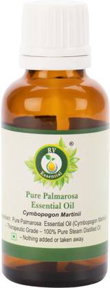 R V Essential Pure Palmarosa Essential Oil 50ml- Cymbopogon Martinii (100% Pure and Natural Steam Distilled)