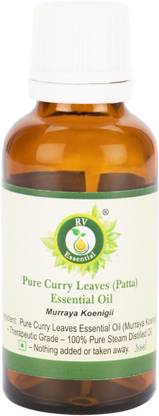 R V Essential ​Pure Curry Leaves (Patta) Essential Oil​ 10ml- Murraya Koenigii (100% Pure and Natural Steam Distilled)
