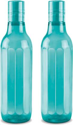 MILTON Prism 1000 Pet Water Bottle, Set of 2, 1 Litre Each, Green 1000 ml Bottle