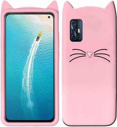 FancyArt Back Cover for Vivo V19 Pink Cat Soft Silicone Girls 3D Back Case Cover Vivo V19