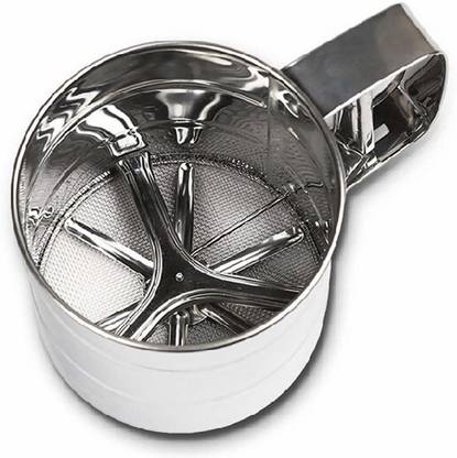 CHEAPER SHOP Baking Stainless Steel Shaker Sieve Cup Mesh Crank Flour Sifter with Measuring Strainer