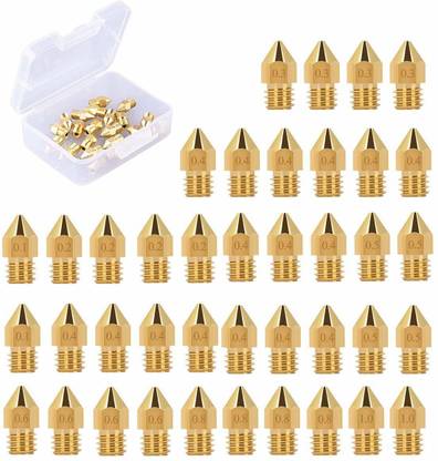 REHTRAD 40Pcs 3D Printer Nozzles,Extruder Nozzles,Ender 3 Nozzle,0.1mm, 0.2mm, 0.3mm, 0.4mm, 0.5mm, 0.6mm, 0.8mm, 1.0mm with Storage Box for Makerbot Creality CR-10 Ender 3