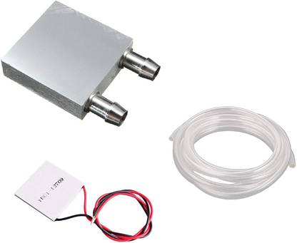 INVENTO 1Pcs Peltier Aluminum Water Cooling Block 40x40x12mm + Tec1 12709 Peltier Module + 7mm PVC Tube Clear Flexible Pipe Automotive Electronic Hobby Kit