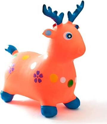 QBIC 24inches Large Size Inflatable Jumping & Riding Bouncing Reindeer Animal Hopper Toy for Kids Inflatable Hoppers & Bouncer