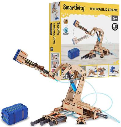 Smartivity Hydraulic Crane STEAM Educational Wooden Toy, Construct, Play, Learn Science Engineering Project, Construction Activity Toy Game Kit (8+ Years)