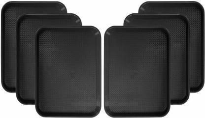Sk creations 6 pcs. Plastic Serving Trays Set Rectangular Serving Black Tray