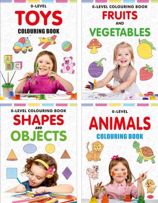 O-LEVEL COLOURING BOOK (SET OF 4 BOOKS) - Shapes & Objects, Toys, Animals, Fruits & Vegetables