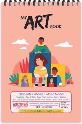 ESCAPER My Art Book BOY Theme Sketch Book (A5 Size - 100 Pages) | Artist Sketch Pads | Artist Drawing Book Sketch Pad