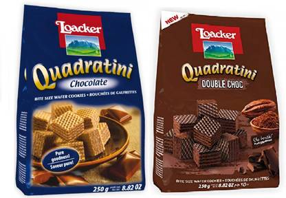LOACKER CHOCOLATE & DOUBLE CHOCO Italian Wafers 250 Gm X 2 Wafers