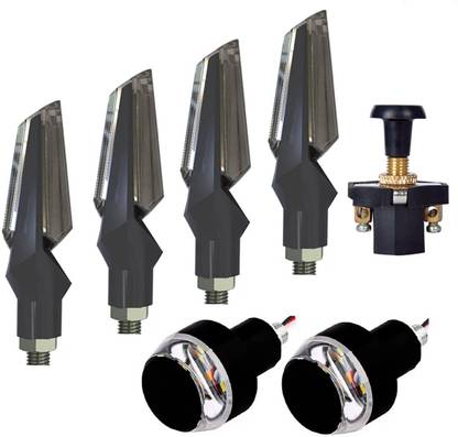 eshopglee Bike Led Light Combo 2 Handle Lights + 4 Dual Colour Indicator Light With Push Button Combo