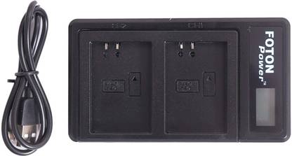FOTON POWER LP-E12 Dual LCD USB Digital Fast Camera Battery Charger for Canon M 100D Kiss X7 Rebel SL1 EOS M10 EOS M50 DSLR  Camera Battery Charger