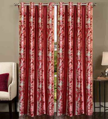 Ruhi Home Furnishing 274 cm (9 ft) Long Door Polyester Semi Transparent Curtain (Pack Of 2)