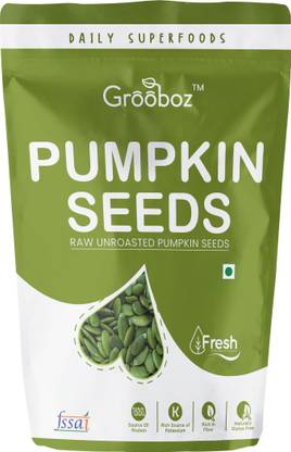 Grooboz Premium Raw Pumpkin Seeds Loaded with Protein and Fibre Rich Superfood for Boost Immunity seed for Eating Pumpkin Seeds