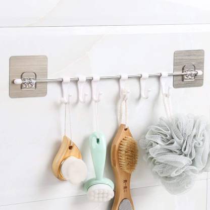 THUMMAR ENTERPRISE Multipurpose Magic Sticker Hanger Hook Self Adhesive For Bathroom & Kitchen Hook Rail 6