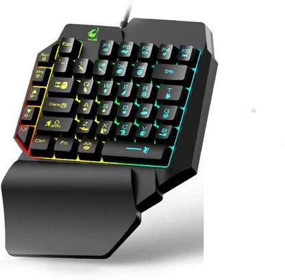 सैंगक्चूएरी Single-Handed USB Gaming Mechanical Keyboard ,Wired 39 Keys Rainbow LED Backlit, One-Hand Portable Mini Gaming Keypad, Ergonomic Design with Wrist Rest for PC Laptop Computer (Black) वायर्ड USB गेमिंग कीबोर्ड
