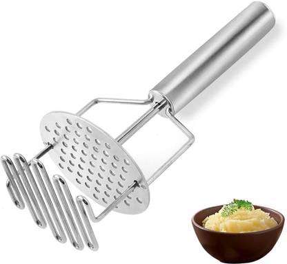 VARIN Stainless Steel Potato Masher, Dual Function Design, Professional Stainless Steel Potato Masher, Kitchen Tool for Cooking Food; Making Potato Mash, Banana Mash, Pumpkin Mash Steel Masher