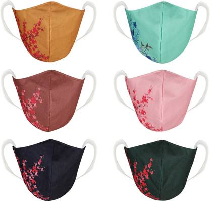 QUICK UNBOX 100% Cotton Designer 3D Printed Face Mask Combo Pack Anti-pollution, Anti-virus and Anti-bacterial Masks for Woman and Men with 3 Layer Protection Washable, Reusable Cloth Mask