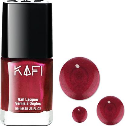 KAFI Premium Nail Polish- Long lasting, Non Toxic, High Shine, Vegan, 10-Free Formula, SalonPro - (Shimmer Finish - Pink Maroon) Dare To Choose