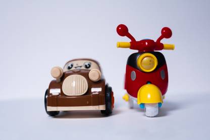 K A Enterprises Plastic Pull Back Vehicles, Set Of 2(1 CAR + 1 SCOOTER), Multicolour