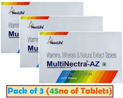 Neclife MULTINECTRA-AZ VITAMINS, MINERALS AND NATURAL EXTRACT TAB. (PACK OF 3)