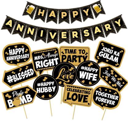 Prihit Happy Anniversary Decoration Items - 13Pcs Kit Combo For Home Or Bedroom