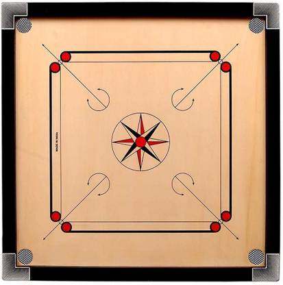 HACKERX Matte Finish Round Small Carrom Board with Coins Striker Powder (20 x 20 Inch) 50 cm Carrom Board