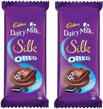 Cadbury Dairy Milk Silk Oreo 130 Gram Pack of 2 Bars, Crackles, Caramels