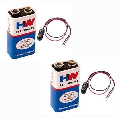 samest 9 VOLTS HW BATTERY with Connector, HI-WATT 100% 9V Long Life Battery (Pack of 2) Power Supply Electronic Hobby Kit
