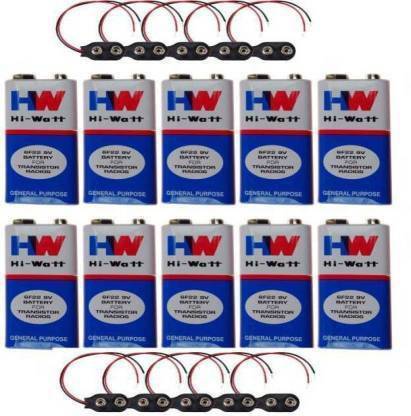 AMTIX 9 VOLTS HW BATTERY, HI-WATT 100% 9V Long Life Battery(Pack of 10) e Power Supply Electronic Hobby Kit