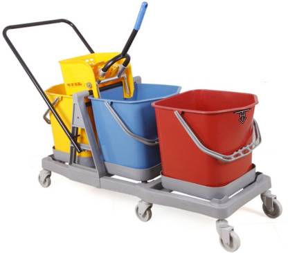 TARGET HYGIENE THREE BUCKET MOP WRINGER TROLLEY 6 L Plastic Bucket