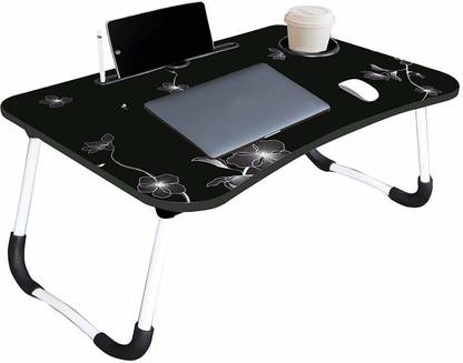 BBD Kitchen Shop Multi-Purpose Laptop Table Study Table/Bed Table/Foldable & PortableBLACK FLOWER Solid Wood Study Table